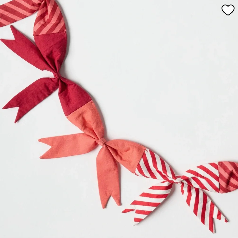West Elm Red and White Christmas Bow Garland